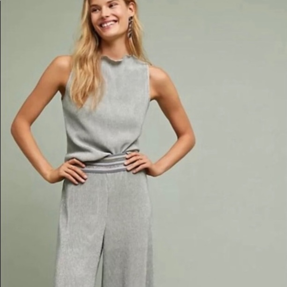 Anthropologie Gray Sleeveless Jumpsuit